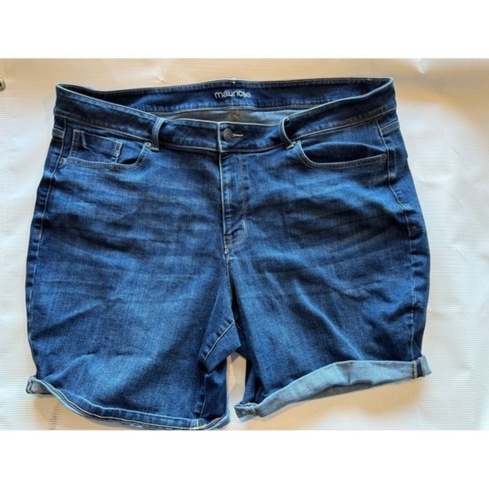 Maurices Denim Shorts 24W Plus Size Dark Wash Cuffed Jean Shorts Stretch Summer